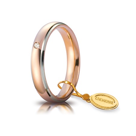 Fede Comoda mm.4,0 in oro rosa e bianco | SAYA SHOP ONLINE