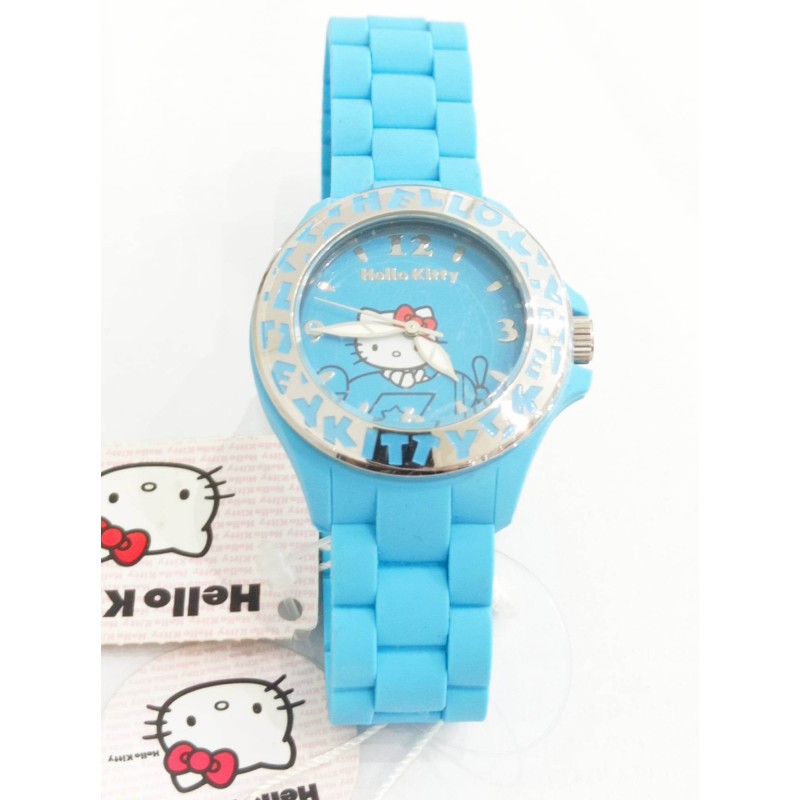 Orologio Hello Kitty. Silicone celeste. SAYA SHOP ONLINE OUTLET.