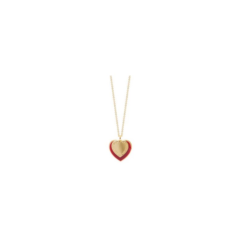 Collana doppio cuore, argento e smalto rosso - SAYA SHOP ONLINE OUTLET