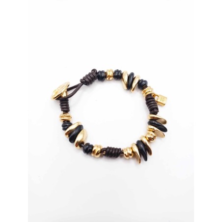 Bracciale pelle con elementi rivestiti - SAYA SHOP ONLINE OUTLET