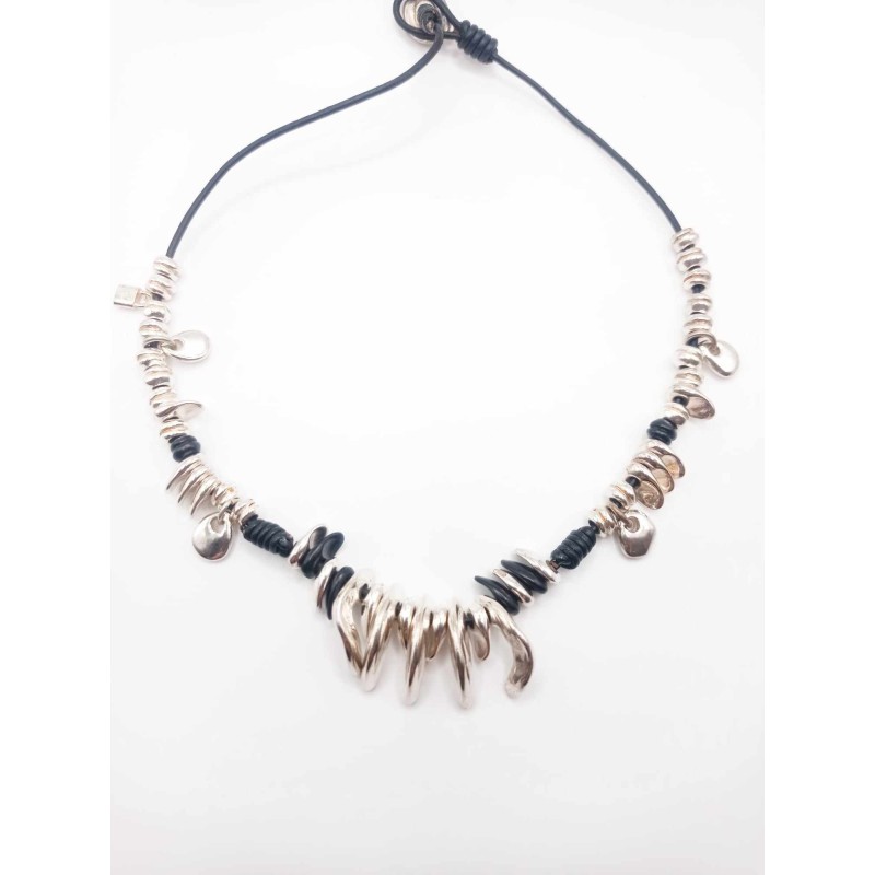 Collana pelle e argento - SAYA SHOP ONLINE OUTLET