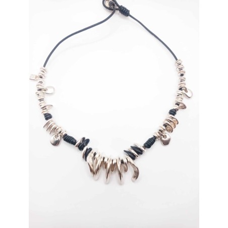 Collana pelle e argento - SAYA SHOP ONLINE OUTLET