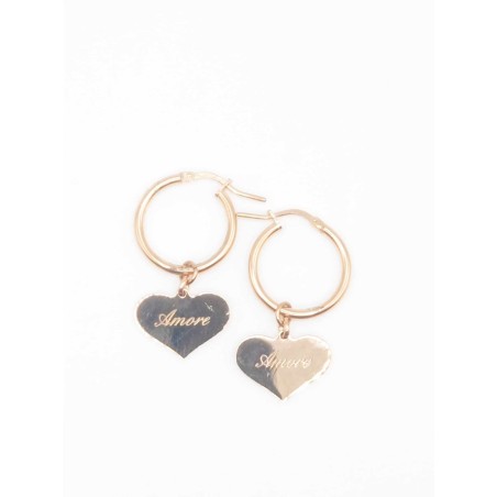 Orecchini argento, cerchio con cuore. Amore - SAYA SHOP ONLINE OUTLET