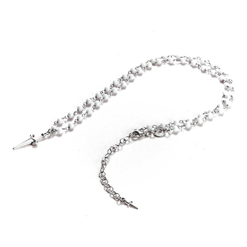 Collana uomo, argento e pietre bianche - SAYA SHOP ONLINE