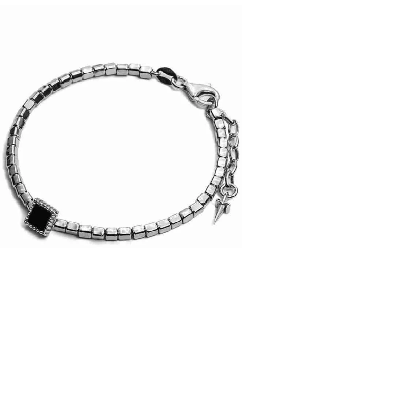 Bracciale uomo argento brunito e onice - SAYA SHOP ONLINE