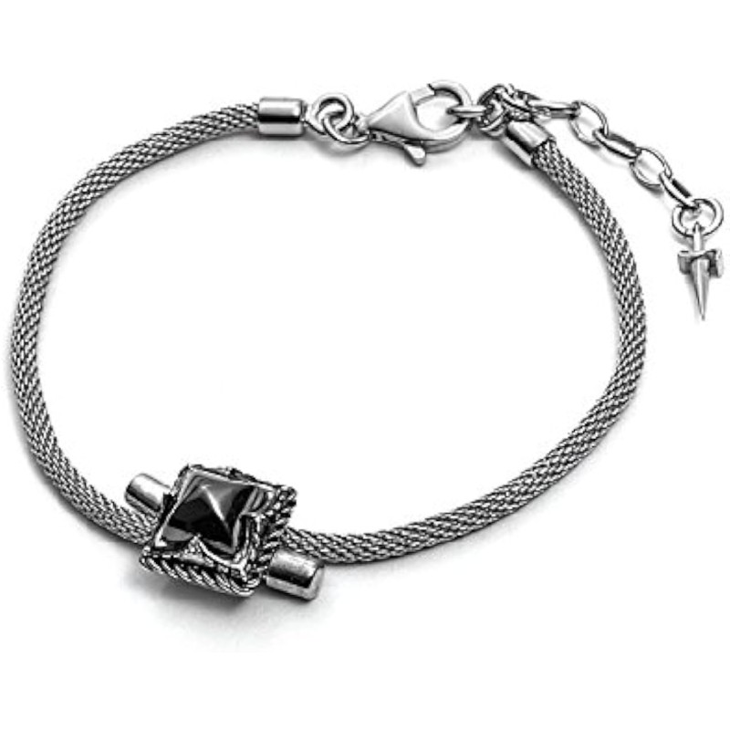 BRACCIALE UOMO ARGENTO E PIETRA NERA - SAYA SHOP ONLINE