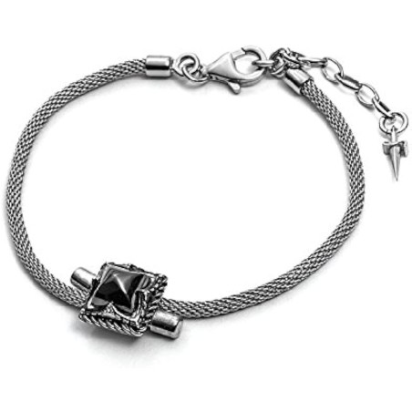 BRACCIALE UOMO ARGENTO E PIETRA NERA - SAYA SHOP ONLINE