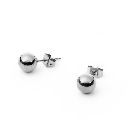 Orecchini a lobo donna, pallina acciaio - SAYA SHOP ONLINE