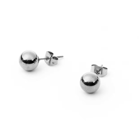 Orecchini a lobo donna, pallina acciaio - SAYA SHOP ONLINE OUTLET