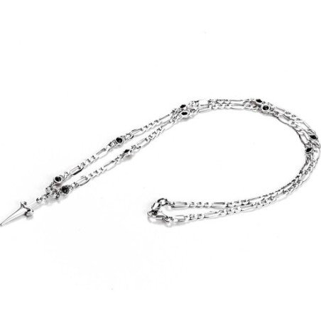 Collana spadino uomo argento e cristalli neri - SAYA SHOP ONLINE