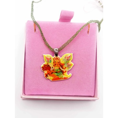 Collana argento, smalto, oro e diamante - FLORA - SAYA SHOP ONLINE