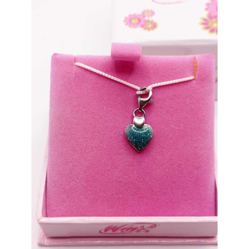 Ciondolo cuore azzurro argento e smalto - SAYA SHOP ONLINE OUTLET